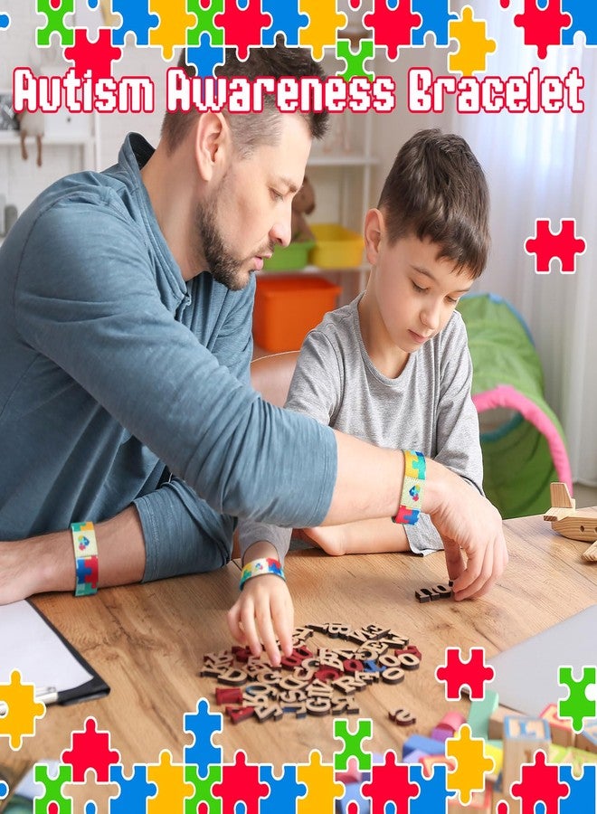 Lingvee 3 Pcs Autism Awareness Bracelet Wristband Elastic Puzzle Autism Jewelry Stretch Bracelet Gift for Women Men Colorful Motivational Jewelry for Adults - Image 5